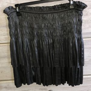 Faux leather tiered skirt